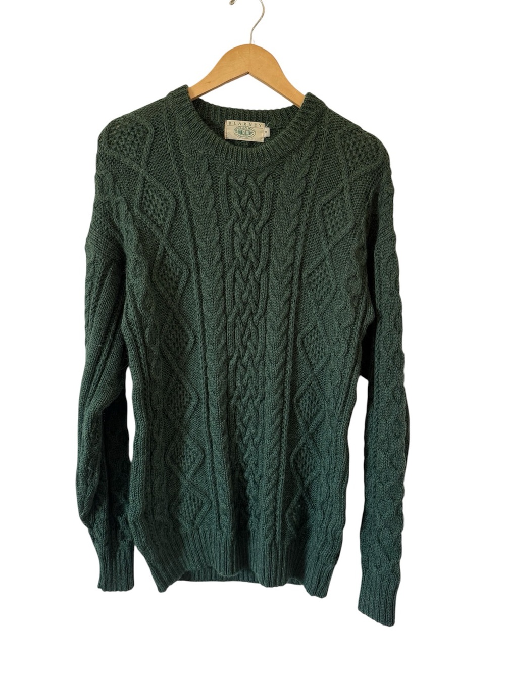 Vintage Wool Fisherman Sweater Blarney Woolen Mills Forrest Green Medium